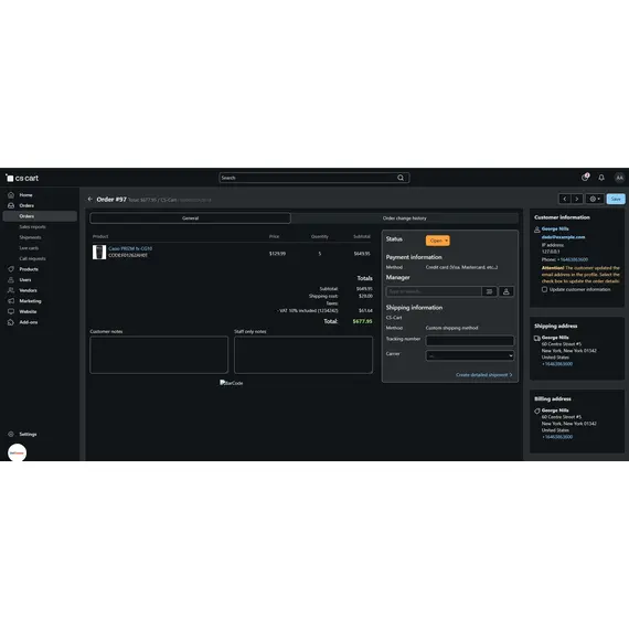 Cs-cart Order Change History, 3 image