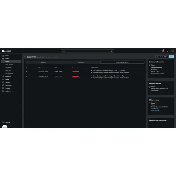 Cs-cart Order Change History, 5 image